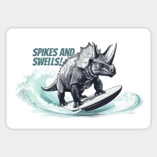 Dinosaur Surfing Funny Magnet